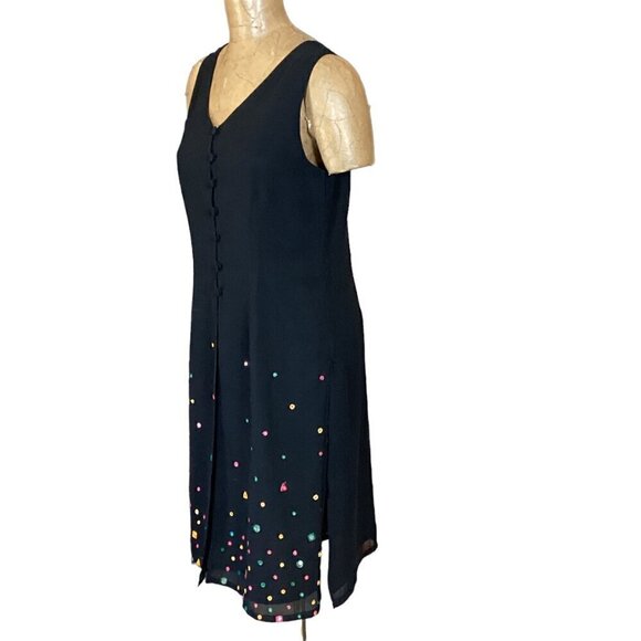 Parsley & Sage Sleeveless Midi Tunic Top Button-Up Slits Mirror Beads M #103M - Picture 4 of 8